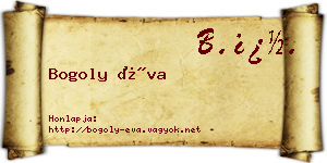 Bogoly Éva névjegykártya